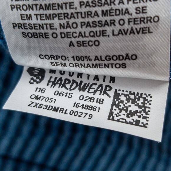 Mountain Hardwear Seersucker Shirt Men's Medium Button-Up Blue Black Stripe Logo - Picture 9 of 12